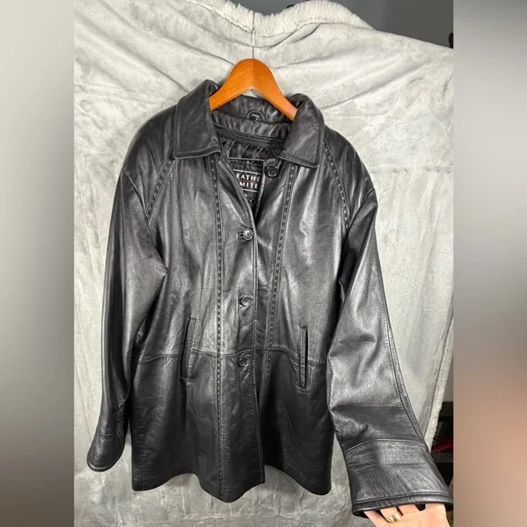 Leather Limited Black 100% Leather Coat XL Mink Trim Zip Out Liner jacket